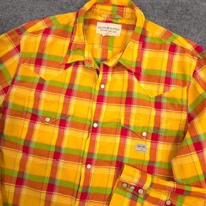 Denim & Supply Ralph Lauren Shirt Mens XL Colorful Plaid Western Pearl Snap